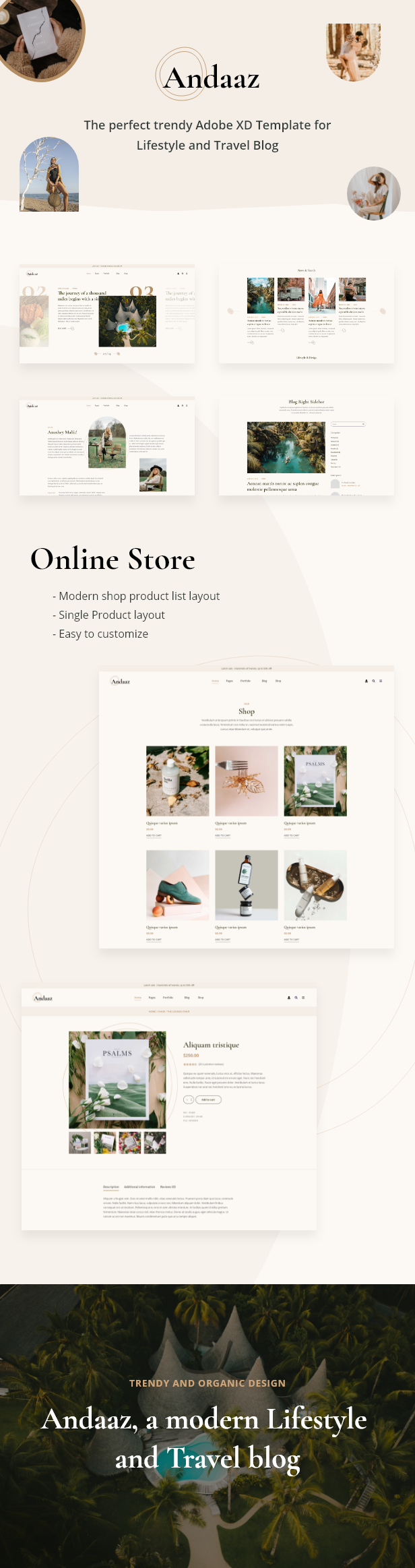 Andaaz - Lifestyle and Travel Blog Adobe XD Template